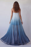 Vestido Formal Mini Formal Bodycon Bodycon Sem Alças Lake Blue Chiffon