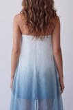 Vestido Formal Mini Formal Bodycon Bodycon Sem Alças Lake Blue Chiffon