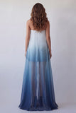 Vestido Formal Mini Formal Bodycon Bodycon Sem Alças Lake Blue Chiffon