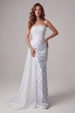 Vestido formal longo floral franzido body-free azul-claro com cinta