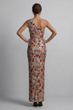 Vestido Longo de Mãe da Noiva Vermelho Vermelho Floral de Lantejoulas
