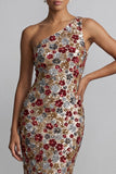 Vestido Longo de Mãe da Noiva Vermelho Vermelho Floral de Lantejoulas