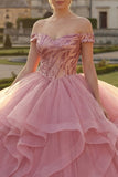 Vestido de baile cor-de-rosa com lantejoulas e lantejoulas Vestido Quinceañera