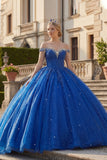 Vestido de Quinceañera Azul Real com Missangas e Glitter Vestido de Quinceañera