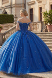 Vestido de Quinceañera Azul Real com Missangas e Glitter Vestido de Quinceañera