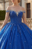 Vestido de Quinceañera Azul Real com Missangas e Glitter Vestido de Quinceañera