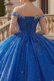 Vestido de Quinceañera Azul Real com Missangas e Glitter Vestido de Quinceañera