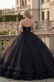 Vestido de baile preto com gola alta e glitter Princesa Quinceañera