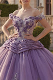 Vestido de baile ombro descoberto, vestido roxo e franzido com franz, vestido de quinceañera