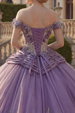Vestido de baile ombro descoberto, vestido roxo e franzido com franz, vestido de quinceañera