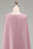 Vestido de concurso floral cor-de-rosa cintilante, sem alças, com contas, com capa