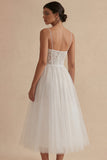 Vestido de Graduação Midi de Espartilho em Tule Branco