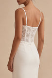 Vestido de Graduação de Corseto Branco de Alças Finas Até ao Tornozelo