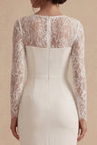 Vestido de Noiva Branco Midi Bodycon Floral com Renda