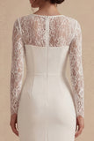 Vestido de Noiva Branco Midi Bodycon Floral com Renda