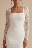 Vestido de Noiva Branco Midi Bodycon Floral com Renda