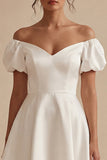 Vestido Curto Branco de Ombro a Ombro com Linha-A para a Formatura