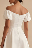Vestido Curto Branco de Ombro a Ombro com Linha-A para a Formatura