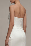 Vestido de Noivado Maxi Branco Franzido com Fenda