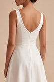 Vestido de noivado branco A Line V, decote V