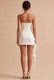Vestido Mini Bodycon Branco Sem Alças com Faixa
