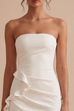 Vestido Mini Bodycon Branco Sem Alças com Faixa
