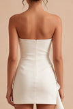 Vestido Mini Bodycon Branco Sem Alças com Faixa