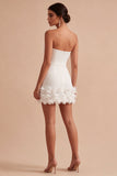 Vestido Mini Bodycon Bodycon Branco 3D Flores
