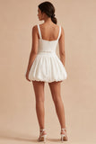 Vestido Mini Twinheart A Line Branco com cinto de laço