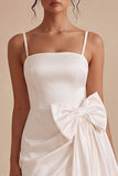 Vestido Mini Bodycon Branco de Alças Finas com Laço