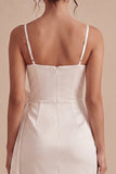 Vestido Mini Bodycon Branco de Alças Finas com Laço