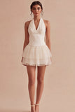 Vestido Mini Corset Branco com Espartilho A de Linha Caber