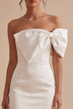 Vestido Mini Branco Bodycon Branco de Um Ombro com Laço