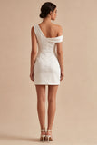 Bodycon Vestidinho Branco Assimétrico e Franzido