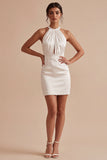 Vestido Mini Branco Bodycon Caber Franzido