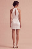 Vestido Mini Branco Bodycon Caber Franzido