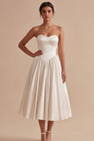 Vestido Midi de Espartilho Espartilho A de Linha Branca