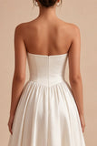 Vestido Midi de Espartilho Espartilho A de Linha Branca