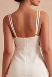 Bodycon Vestido Mini Branco Recortado de Alças Finas