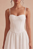 Vestido Mini Corset Branco de Renda de Linha A