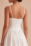 Vestido Mini Corset Branco de Renda de Linha A