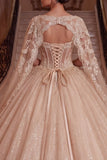 Vestido de Espartilho Champanhe Quinceañera com Mangas Capa
