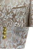Fato masculino de 2 peças, de abotoamento simples e dourado estampado