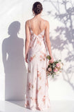 Vestido de dama de honor com alças finas em flor vermelha marfim