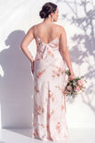 Vestido de dama de honor com alças finas em flor vermelha marfim