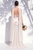 Vestido de dama de honor Linha A Floral Linha Marfim Sem Alças com Cachecol