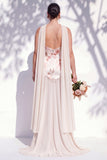 Vestido de dama de honor Linha A Floral Linha Marfim Sem Alças com Cachecol