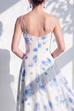 Vestido de dama de honor verde floral em linha A com gola em capuz