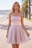 Vestido de Finalistas de Finalistas A-Line de Cetim Blush Prendido Fofo Vestido de Finalistas