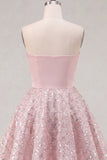 Vestido de Finalistas de Finalistas A-Line de Cetim Blush Prendido Fofo Vestido de Finalistas